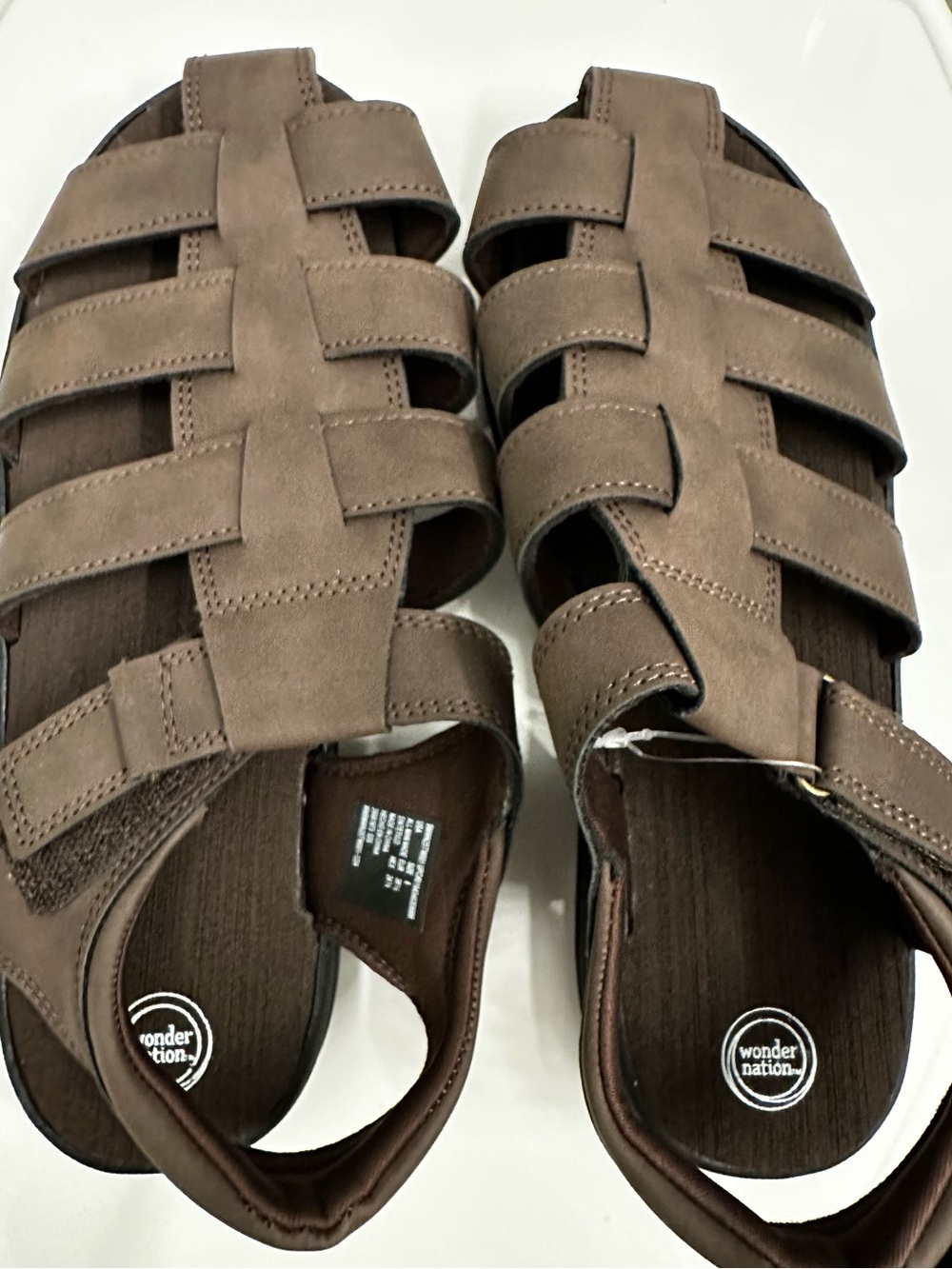 wonder nation Men's Taupe Brown Fisherman-Style Sandals
